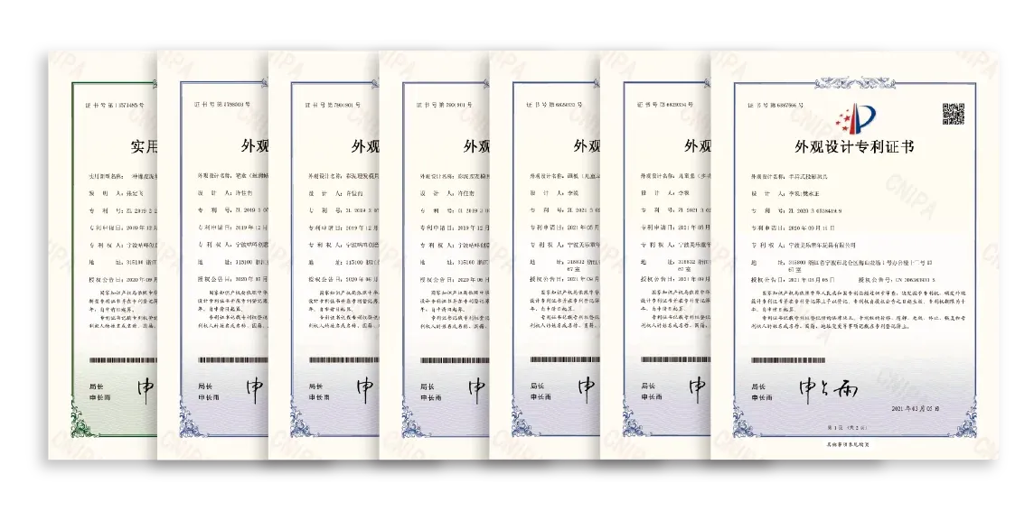 Jarmelo product patent certificates display