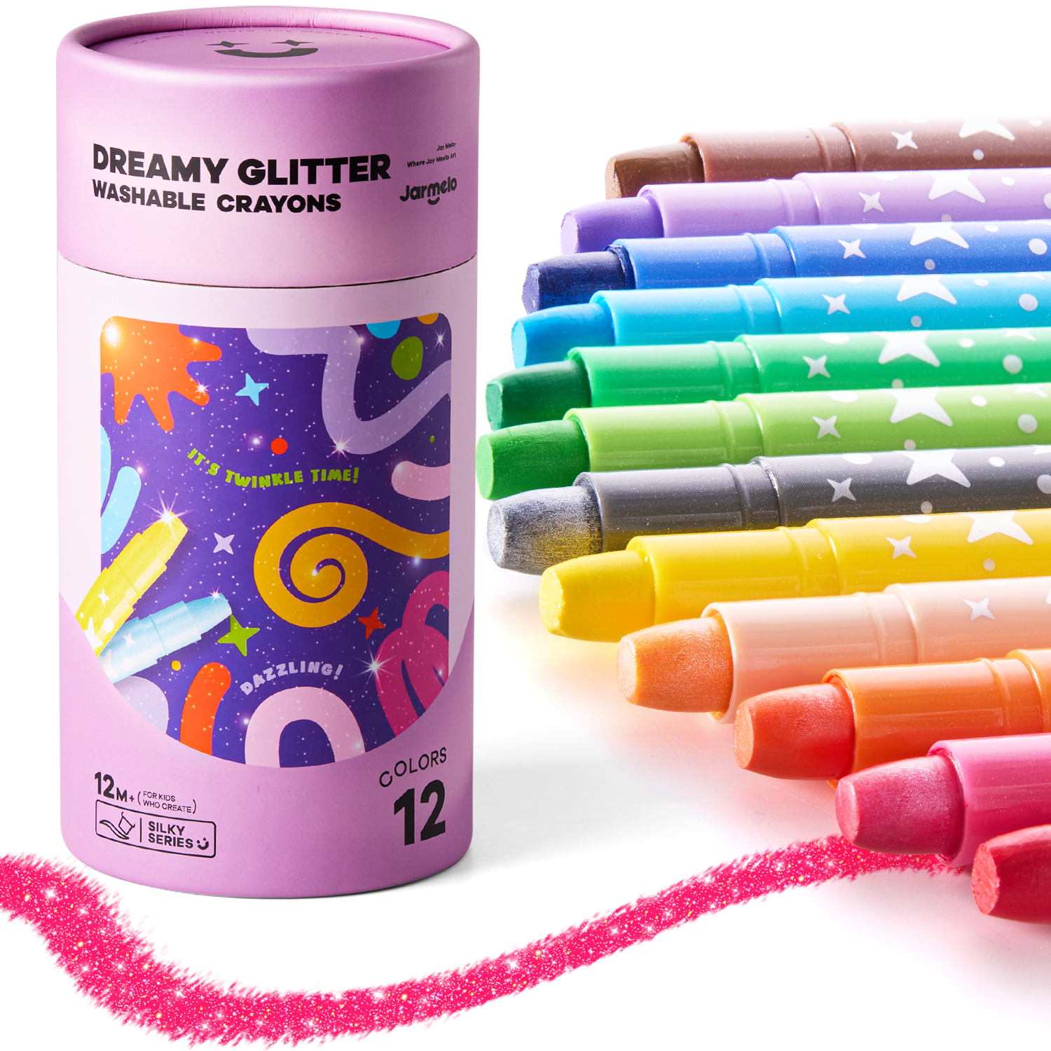 Jar Melo Glitter Crayons-12 Colors